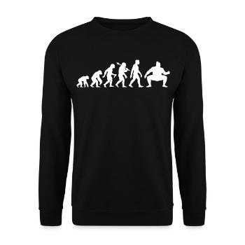 Sumo-Ringer Evolution Für Fans Japanischer Kultur - Unisex Pullover - Schwarz - Vorne - Alina (178cm) & Michal (187cm)