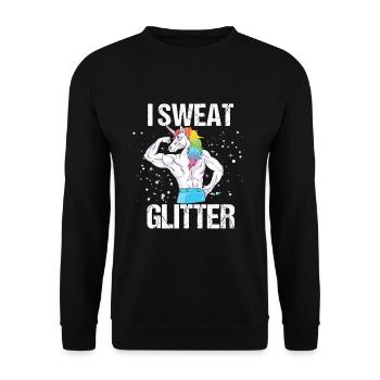 Witziges Einhorn Fitness Gym Glitzer Abs Geschenk - Unisex Pullover - Schwarz - Vorne - Alina (178cm) & Michal (187cm)