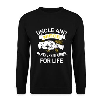 UNCLE AND NIECE BEST PARTNERS IN CRIME FOR LIFE - Unisex Pullover - Schwarz - Vorne - Alina (178cm) & Michal (187cm)