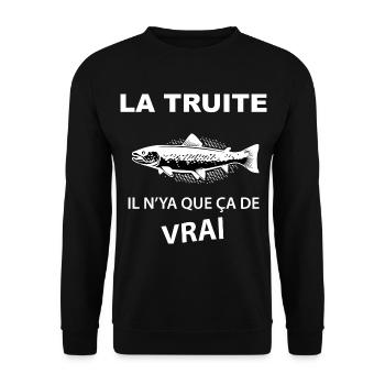 Truite passion cadeau papa - Sweat-shirt Unisexe - noir - Devant - Alina (178cm) & Michal (187cm)
