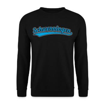 Schwenningen Fan Design Schwenninger Neckar Stadt - Unisex Pullover - Schwarz - Vorne - Alina (178cm) & Michal (187cm)