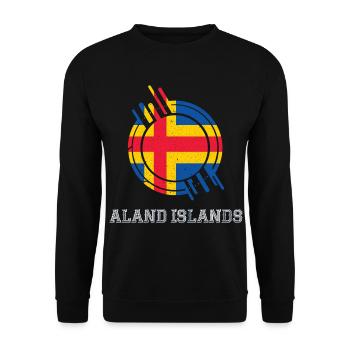 Aland-Inseln Runder Schild Landesfarben - Unisex Pullover - Schwarz - Vorne - Alina (178cm) & Michal (187cm)