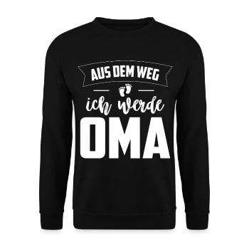 Aus dem Weg Ich werde Oma Baby - Unisex Pullover - Schwarz - Vorne - Alina (178cm) & Michal (187cm)