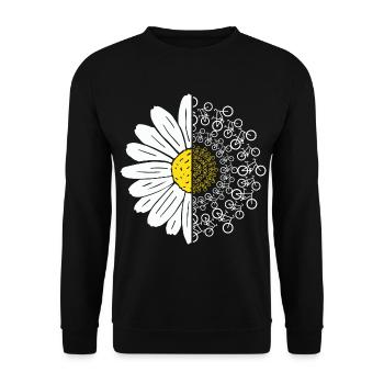 White Flower Bicycle Biking Bike Cyclist Cycling - Unisex Pullover - Schwarz - Vorne - Alina (178cm) & Michal (187cm)