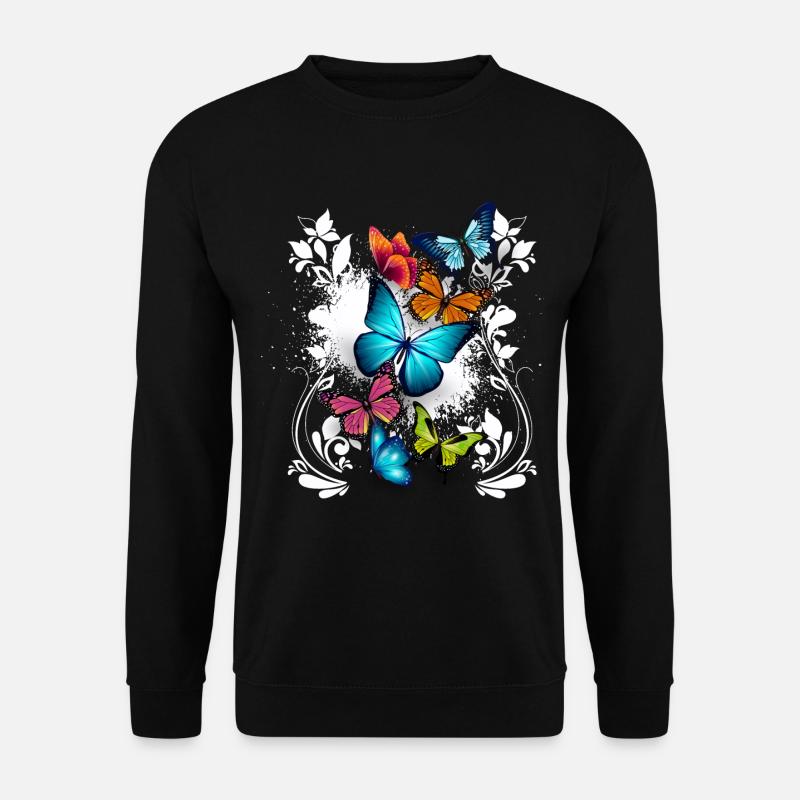Schmetterling Blumen Ornament Splash Kunst - Unisex Pullover - Schwarz