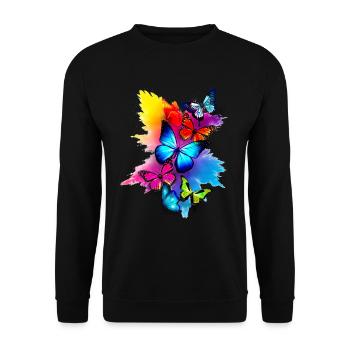 Butterfly Splash Colorful - Unisex Sweatshirt - black - Front - Alina (178cm) & Michal (187cm)