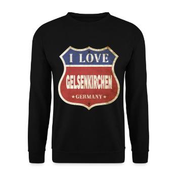 Gelsenkirchen Deutschland Stadt I Love Vintage - Unisex Pullover - Schwarz - Vorne - Alina (178cm) & Michal (187cm)