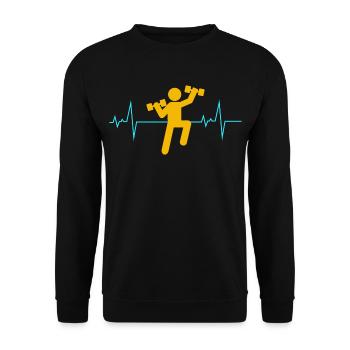 Water aerobics Aquatic fitness Heartbeat - Unisex Sweatshirt - black - Front - Alina (178cm) & Michal (187cm)