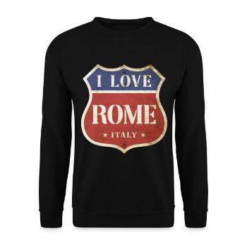 Rom Rome Italien Stadt I Love Vintage Retro - Unisex Pullover - Schwarz - Vorne - Alina (178cm) & Michal (187cm)