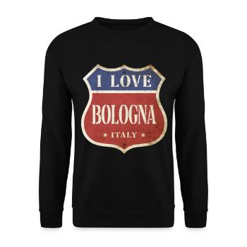 Bologna Italy City I Love Vintage Retro Sign - Unisex Sweatshirt - black - Front - Alina (178cm) & Michal (187cm)