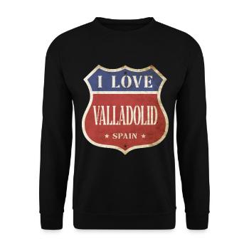 Valladolid Espagne Ville J’aime Vintage Rétro - Sweat-shirt Unisexe - noir - Devant - Alina (178cm) & Michal (187cm)