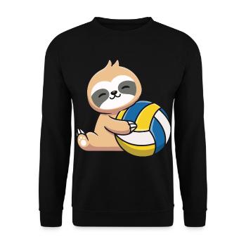 Sloth with volleyball - Unisex Sweatshirt - black - Front - Alina (178cm) & Michal (187cm)