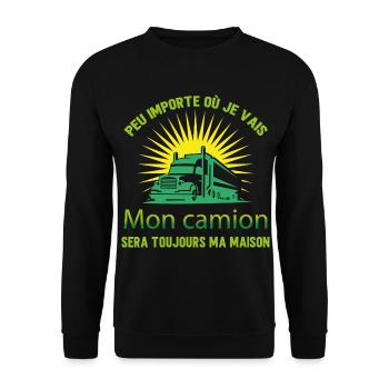 Idée cadeau camion humour - Sweat-shirt Unisexe - noir - Devant - Alina (178cm) & Michal (187cm)