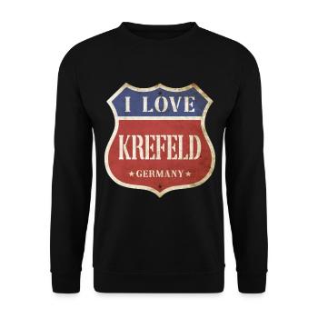 Krefeld Allemagne Ville J’aime Vintage Rétro - Sweat-shirt Unisexe - noir - Devant - Alina (178cm) & Michal (187cm)