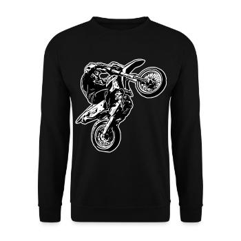 Supermoto / Supermotard / Supermoto Wheelie Biker - Unisex Sweatshirt - black - Front - Alina (178cm) & Michal (187cm)