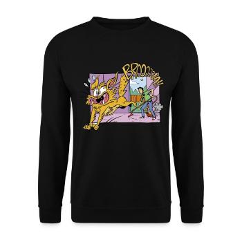 Aspirateur de chat Drôle Humour Bande Dessinée Dessin Animé - Sweat-shirt Unisexe - noir - Devant - Alina (178cm) & Michal (187cm)