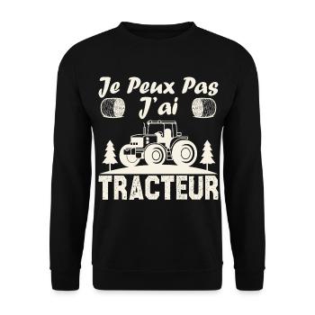 Je peux pas j ai tracteur - Sweat-shirt Unisexe - noir - Devant - Alina (178cm) & Michal (187cm)