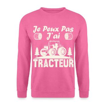 Je peux pas j ai tracteur - Sweat-shirt Unisexe - rose - Devant