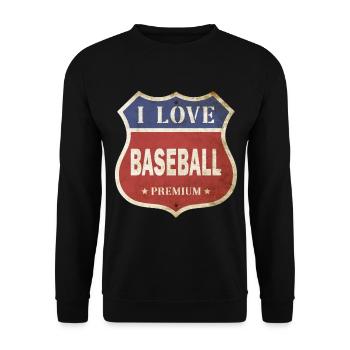 Baseball I Love Vintage Retro Shield Route Sport - Unisex Sweatshirt - black - Front - Alina (178cm) & Michal (187cm)