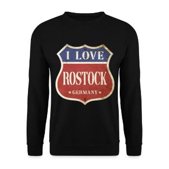 Rostock Germany City I Love Vintage Retro - Unisex Sweatshirt - black - Front - Alina (178cm) & Michal (187cm)