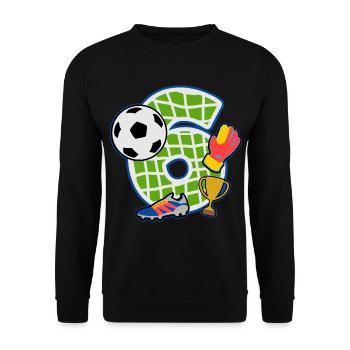 Football 6th birthday party number 6 - 6 years - Unisex Sweatshirt - black - Front - Alina (178cm) & Michal (187cm)