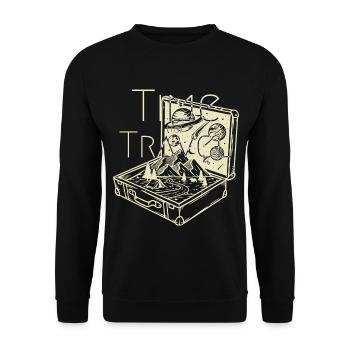 Time (to) Travel - Surrealistic Traveller Artwork - Unisex Sweatshirt - black - Front - Alina (178cm) & Michal (187cm)