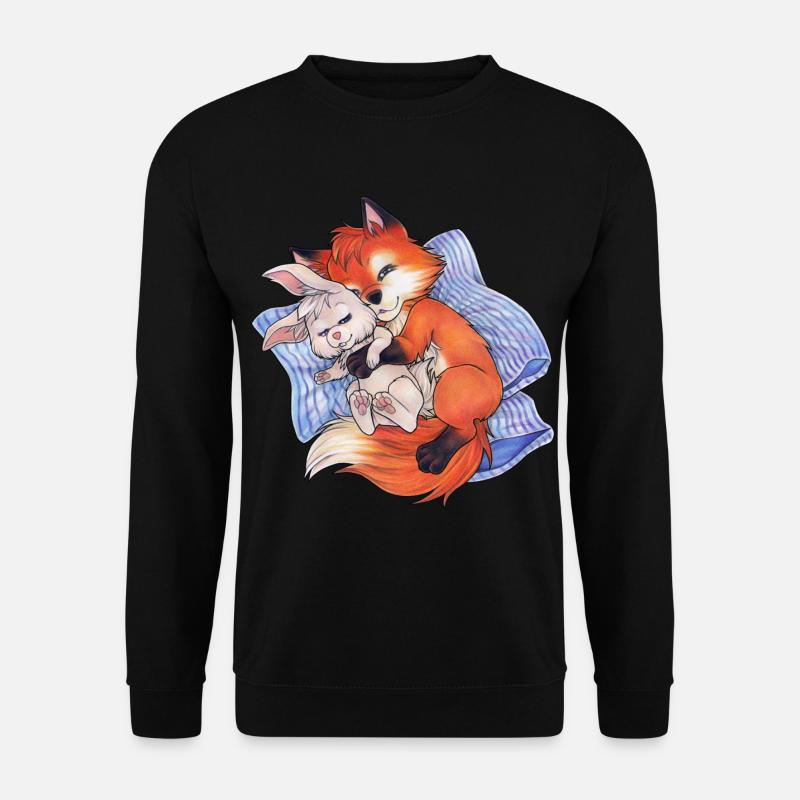 Niedlicher Fuchs mit Hase Schlafen Schlafshirt - Unisex Pullover - Schwarz