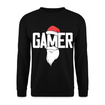 Gaming Santa Santa Beard Beard Gamer - Unisex Sweatshirt - black - Front - Alina (178cm) & Michal (187cm)