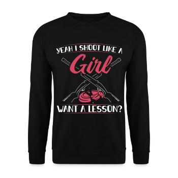 Clay pigeon shooting - Unisex Sweatshirt - black - Front - Alina (178cm) & Michal (187cm)