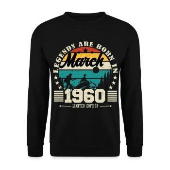 Mars 1960. Cadeau d'anniversaire mars 1960. - Sweat-shirt Unisexe - noir - Devant - Alina (178cm) & Michal (187cm)
