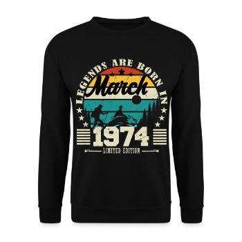 March 1974. Birthday gift March 1974. - Unisex Sweatshirt - black - Front - Alina (178cm) & Michal (187cm)