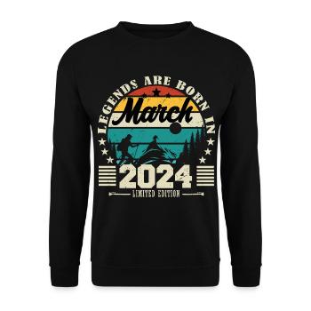 Mars 2024. Cadeau d'anniversaire mars 2024. - Sweat-shirt Unisexe - noir - Devant - Alina (178cm) & Michal (187cm)