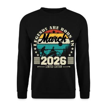 March 2026. Birthday gift March 2026. - Unisex Sweatshirt - black - Front - Alina (178cm) & Michal (187cm)