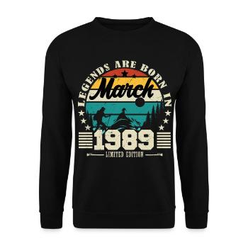 March 1989. Birthday gift March 1989. - Unisex Sweatshirt - black - Front - Alina (178cm) & Michal (187cm)