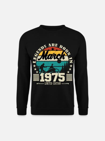 März 1975. Geburtstagsgeschenk März 1975. - Unisex Pullover - Schwarz