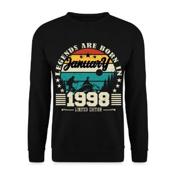 Janvier 1998. Cadeau d'anniversaire janvier 1998. - Sweat-shirt Unisexe - noir - Devant - Alina (178cm) & Michal (187cm)