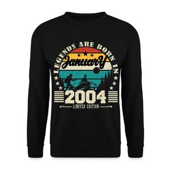 Janvier 2004. Cadeau d'anniversaire janvier 2004. - Sweat-shirt Unisexe - noir - Devant - Alina (178cm) & Michal (187cm)