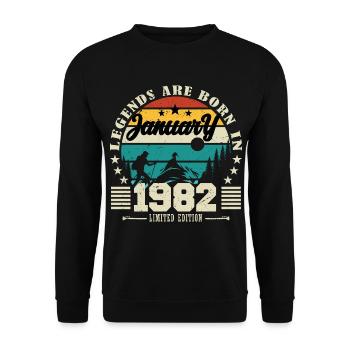 January 1982. Birthday gift January 1982. - Unisex Sweatshirt - black - Front - Alina (178cm) & Michal (187cm)