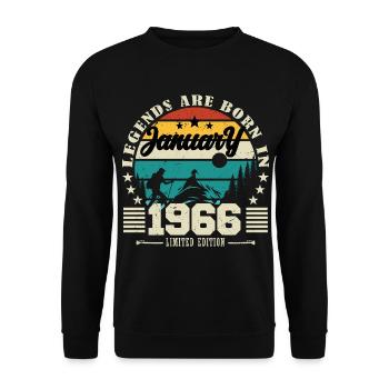 January 1966. Birthday gift January 1966. - Unisex Sweatshirt - black - Front - Alina (178cm) & Michal (187cm)