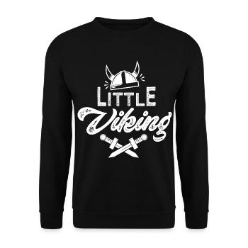 Kleine Wikinger-Babyfamilie für Jungen - Unisex Pullover - Schwarz - Vorne - Alina (178cm) & Michal (187cm)