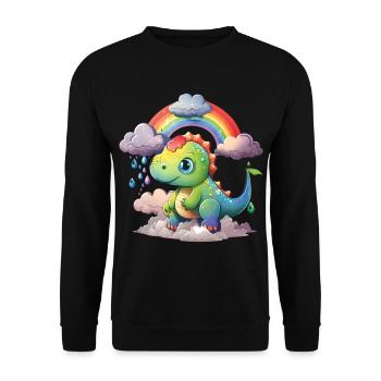 Dinosaurier Dino Baby Regenbogen Geschenk - Unisex Pullover - Schwarz - Vorne - Alina (178cm) & Michal (187cm)