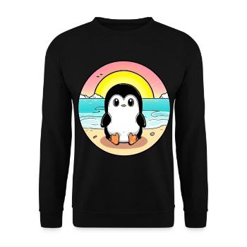 Pingouin de plage au coucher du soleil - Sweat-shirt Unisexe - noir - Devant - Alina (178cm) & Michal (187cm)