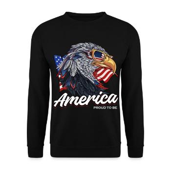 Proud America 4th Of July Independence Patriotic - Unisex Pullover - Schwarz - Vorne - Alina (178cm) & Michal (187cm)