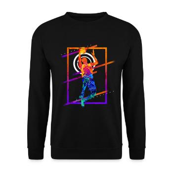 Basketball Basketballspieler Spieler Vintage Bunt - Unisex Pullover - Schwarz - Vorne - Alina (178cm) & Michal (187cm)