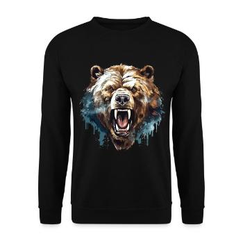 Bear Grizzly Bear Roars Bear Head Nature Wilderness Forest - Unisex Sweatshirt - black - Front - Alina (178cm) & Michal (187cm)