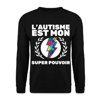 L'Autisme Est Mon Super Pouvoir Super Héro Autiste - Sweat-shirt Unisexe - noir - Devant - Alina (178cm) & Michal (187cm)
