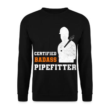 Lustige Pipefitter Dampfer - Unisex Pullover - Schwarz - Vorne - Alina (178cm) & Michal (187cm)