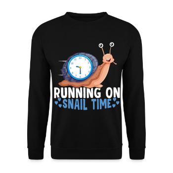 Snail lover runs on snail time - Unisex Sweatshirt - black - Front - Alina (178cm) & Michal (187cm)