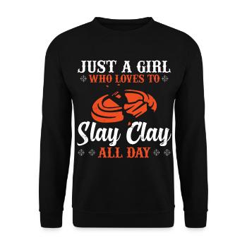 Tontaubenschießen Sprüche | Skeet Hobby Geschenke - Unisex Pullover - Schwarz - Vorne - Alina (178cm) & Michal (187cm)