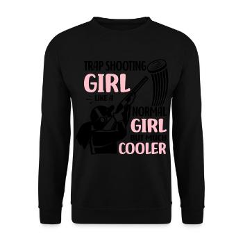 Trapschießen | Schießsport Fallenschießen Geschenk - Unisex Pullover - Schwarz - Vorne - Alina (178cm) & Michal (187cm)